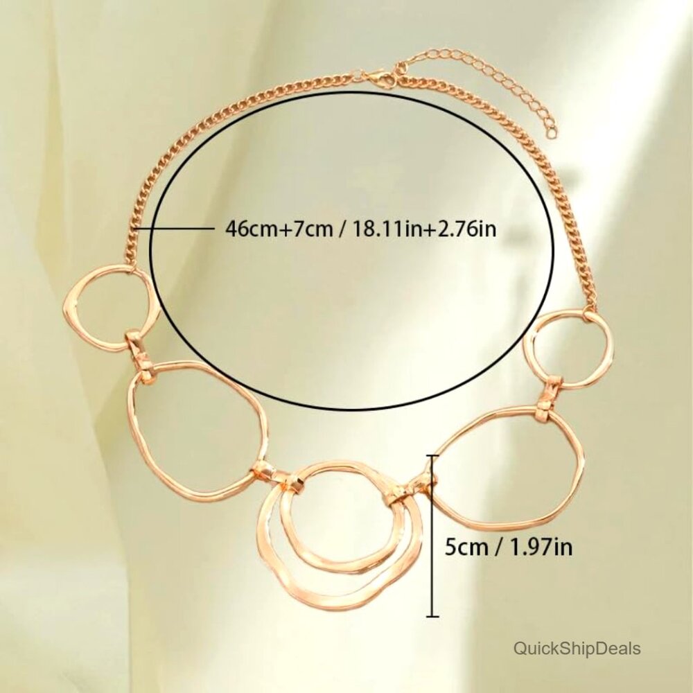 Chunky Geometric Circle Link Statement Necklace, … - image 5